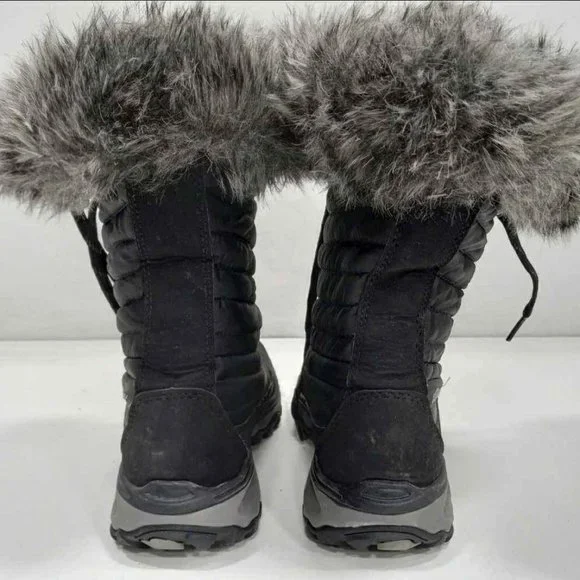 Eddie Bauer Women's Faux Fur Black Snow Boots Size 8 - Picture 4 of 6